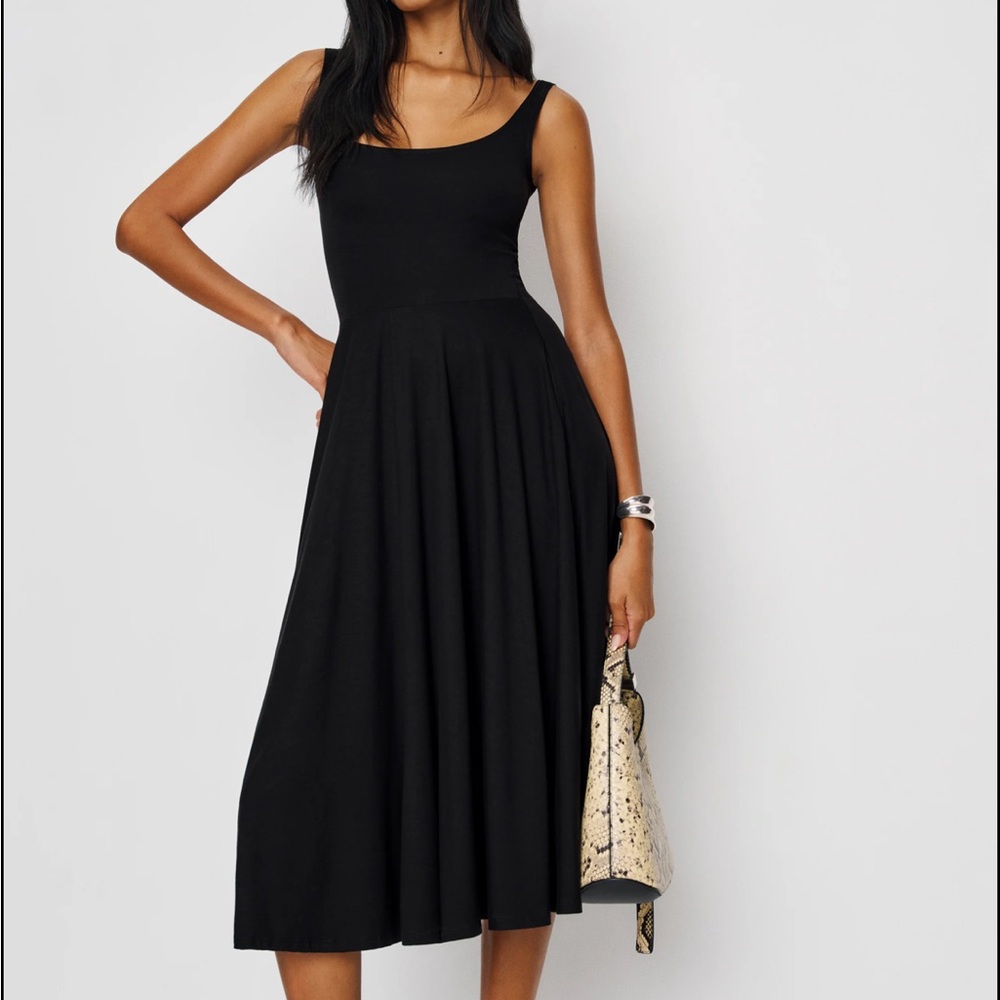 Reformation Black Midi Dress